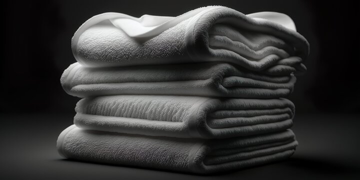 Stack of folded towels empty copy space. Generative AI