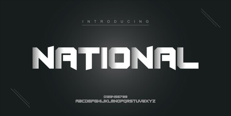 National digital modern alphabet new font. Creative abstract urban, futuristic, fashion, sport, minimal technology typography. Simple vector illustration with number