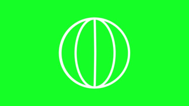 Animated longitude white line icon. Specifies east and west. Loop HD video with chroma key, alpha channel on transparent background, black solid background. Outline motion graphic animation