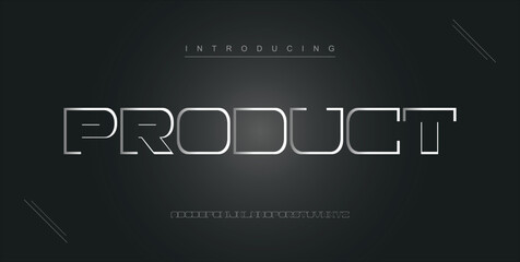 Product digital modern alphabet new font. Creative abstract urban, futuristic, fashion, sport, minimal technology typography. Simple vector illustration with number