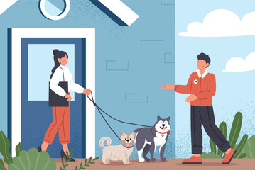 Pet walking service concept