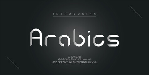 Arabics digital modern alphabet new font. Creative abstract urban, futuristic, fashion, sport, minimal technology typography. Simple vector illustration with number