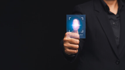 Fingerprint scan provides security access with biometrics identification