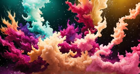 Naklejka na ściany i meble Happy Holi color splash explosion of colored powder background. Ai generated