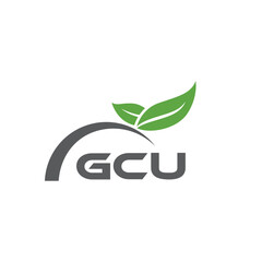 Fototapeta premium GCU letter nature logo design on white background. GCU creative initials letter leaf logo concept. GCU letter design.