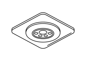 Illustration of recessed spot lighting. Electrical lighting equipment. Industrial or business image. Icon for website and shop.