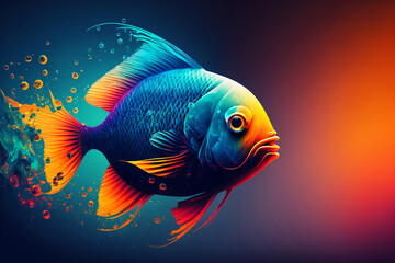Fototapeta premium beautiful fish, with colorful gradations, generative ai