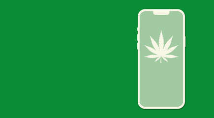 Obraz premium Cannabis Smartphone Display Banner Flat Lay Design