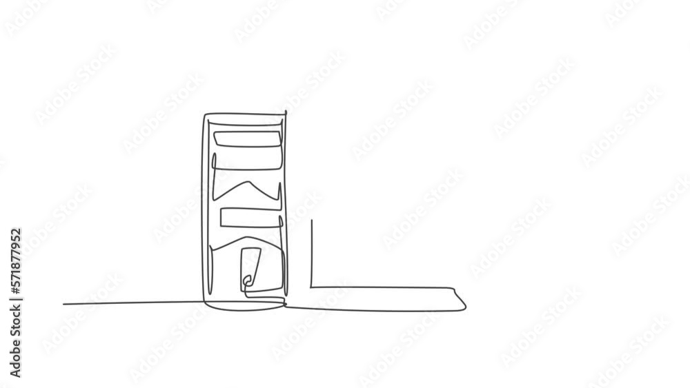 Aufkleber animated self drawing of single continuous line draw cpu computer and screen monitor. electronic bus