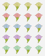 Florals stickers. Flowers bullet journal stickers, planner stickers, scrapbook stickers, nature stickers.