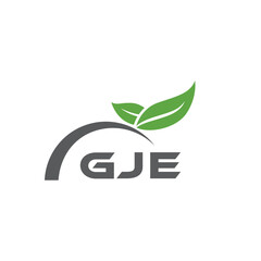 GJE letter nature logo design on white background. GJE creative initials letter leaf logo concept. GJE letter design.