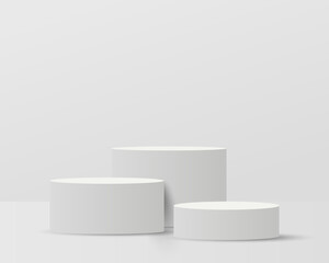 white 3d podium background displaying cosmetic products