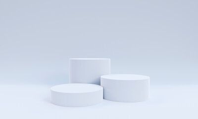 Minimal scene with geometrical shapes. Cylinder podiums background. to show cosmetic product, Showcase, shopfront, display case. 3D Rendering
