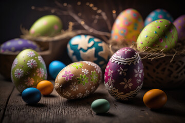 Fototapeta na wymiar Easter eggs, generative ai