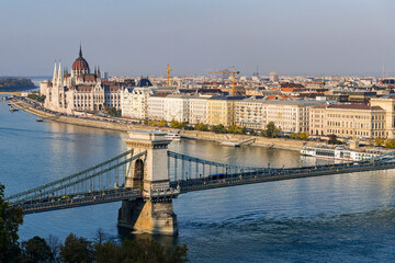 Fototapeta na wymiar Chain Bridge with Budapest city, Budapest, Hungary
