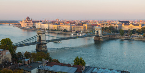 Chain Bridge with Budapest city, Budapest, Hungary