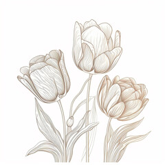 Line art tulips, Generative AI
