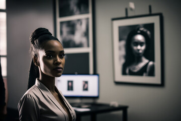 Black business woman in an office, generative AI