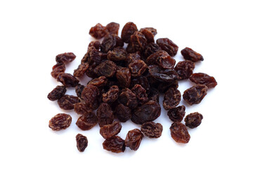 Dried grape on white background.