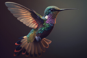 Fototapeta premium Beautiful colored hummingbird. AI generation