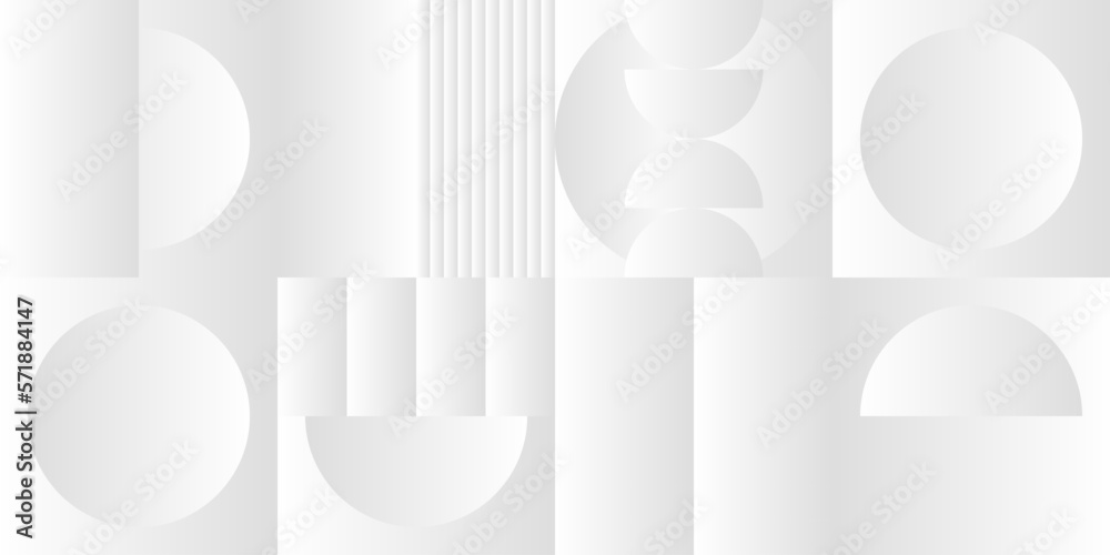 Fototapete Abstract white and gray gradient background. Modern minimalistic design. Vector illustration with simple shapes like circle, square, rectangle. Monochrome light 3d futuristic design