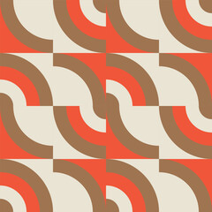 Modern vector abstract  geometric background with circles, rectangles and squares  in retro  style. Pastel colored simple shapes graphic pattern. Abstract mosaic artwork.