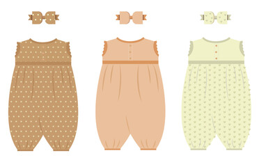 vector set of girls wear and bows in nude colors