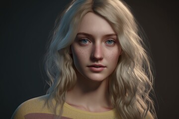 Naklejka premium Portrait of young beautiful blonde woman. Digitally AI generated image.