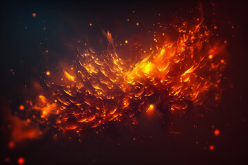 Abstract fiery background with sparks. Bright wallpaper. Generative AI