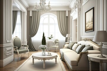 Stylish room with a sofa and pillows