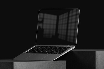 Laptop screen mockup. 3D rendering