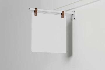 Wall square hanging sign mockup. 3D rendering