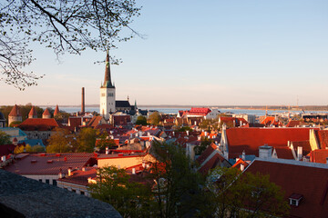 Panorama of old Tallinn at sunset