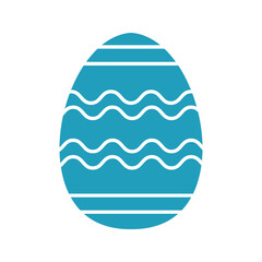 Turquoise easter egg with stripes and waves. Vector illustration