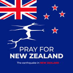 Pray for New zealand poster design. earthquake hit two countries.