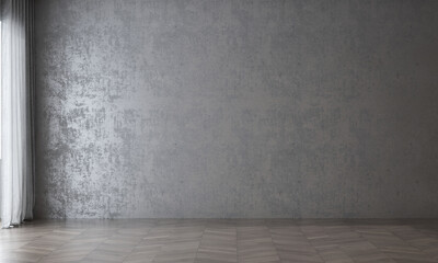Modern cozy empty living room and dark texture wall background interior design / 3D rendering
