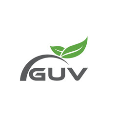 GUV letter nature logo design on white background. GUV creative initials letter leaf logo concept. GUV letter design.