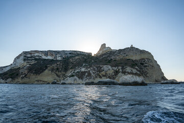 Fototapeta na wymiar Sardinia, Cagliari, panorama of devil 's saddle on a boat