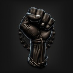 Fototapeta na wymiar Black Hand Fist set isolated, human rights, protest, conflict or winner concept, Black History Month, GENERATIVE AI