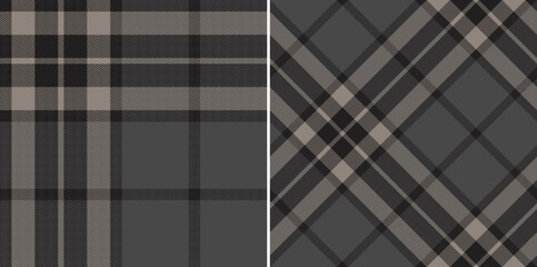 Tartan plaid pattern in black and dark grey. Seamless traditional Thomson tartan check graphic vector for scarf, carpet, rug, blanket, duvet cover, other spring autumn winter fashion textile print.