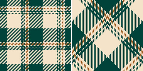 Buffalo check plaid pattern in dark green, gold brown, beige. Seamless textured asymmetric dark tartan set for autumn winter flannel shirt, pyjamas, blanket, other modern holiday fabric design. - 571890723