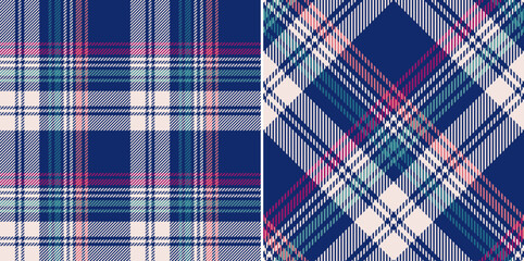 Plaid pattern for spring summer in blue, pink, green. Seamless tartan check plaid background vector for flannel shirt, pyjamas, blanket, duvet cover, throw, other modern fashion fabric print. - 571890788