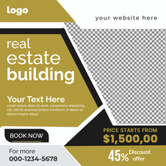 Real estate social media post bundle design, Modern Real Estate social media post Template, Real estate social media post web banner template design