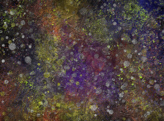 Bright multicolored artistic background. Smears of paint, byzgi, blots, spots. Vector illustration. Design of a template, banner, screensaver.