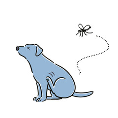 蚊に刺される犬のイラスト