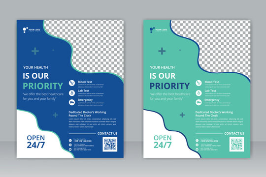  Healthcare cover a4 template design and flat icons for a report and medical brochure design, flyer, leaflets decoration for printing and presentation vector.