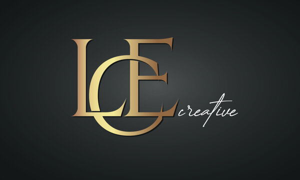 luxury letters LCE golden logo icon  premium monogram, creative royal logo design