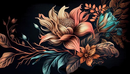 Flowers in Boho style background. generative ai