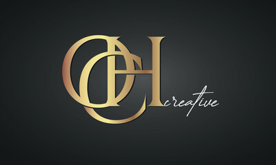 luxury letters OCH golden logo icon  premium monogram, creative royal logo design