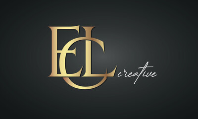 luxury letters ECL golden logo icon  premium monogram, creative royal logo design